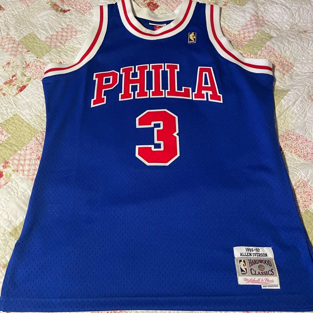 Mitchell & Ness Blue Phila Jersey with Red and White Accents